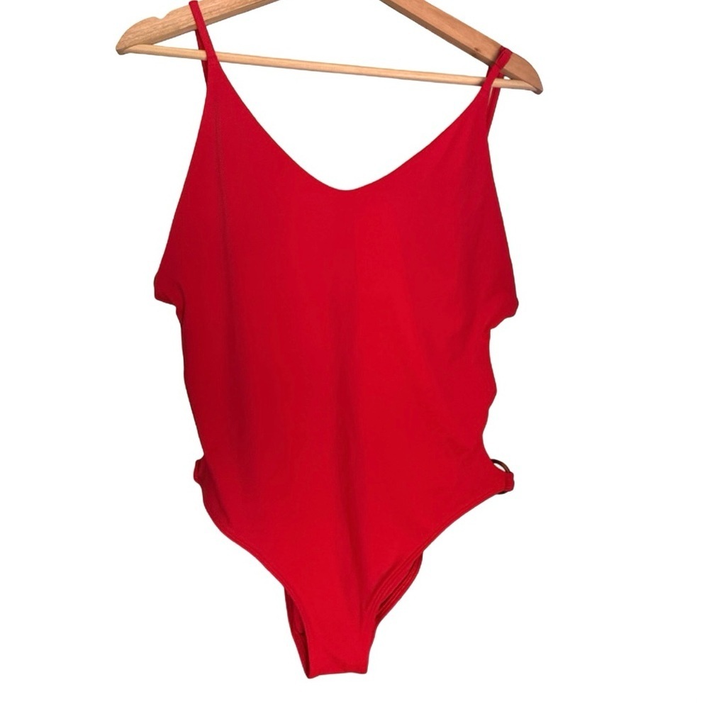 AERIE Red One Piece swimsuit side cut outs large